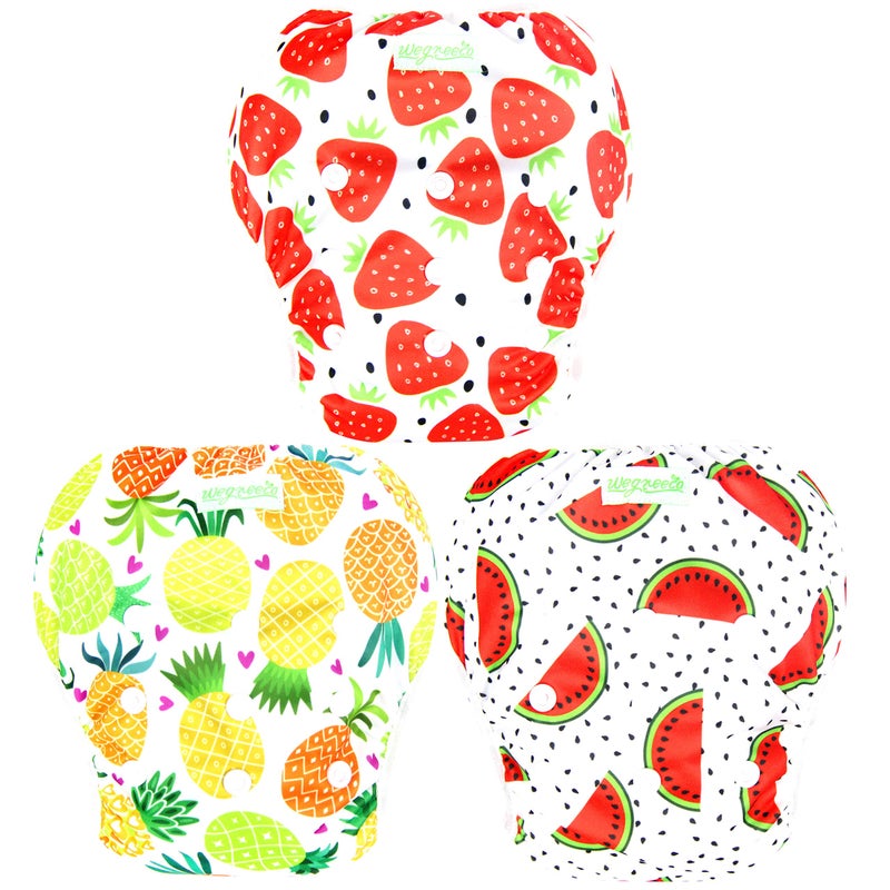 wegreeco Baby & Toddler Snap One Size Adjustable Reusable Baby Swim Diaper (Fruits, Large, 3 Pack) - Image 1